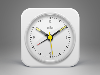 White BRAUN clock icon app braun clock icon ios time white