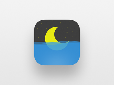Tonight app blue icon moon night sea star waves yellow