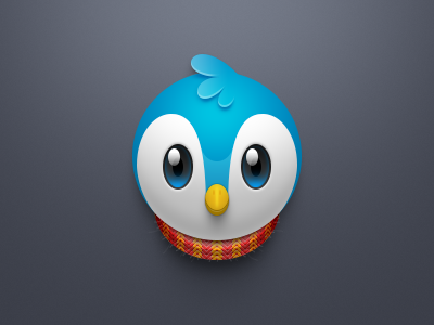Blue bird and red scarf icon