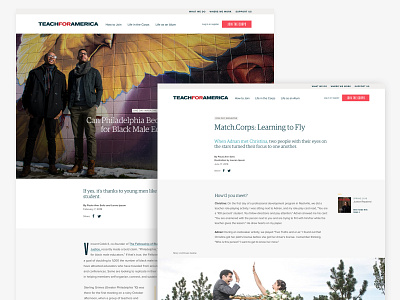 Teach For America One Day Magazine/Stories Page branding design type typography ui ux web website