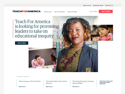 Teach For America Homepage branding design type typography ui ux web website