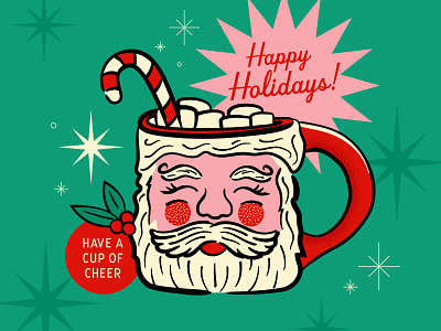 Holiday Mug christmas happy holidays holiday illustration retro santa santa mug texture