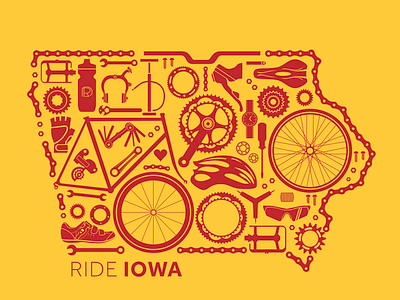 Ride Iowa Print ames bike biking illustration iowa poster print and pattern print design ragbrai redesign