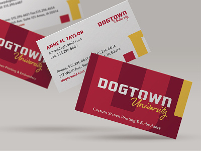 Dogtown University Business Card ames athletic athletic branding branding business card clothing company iowa sports sports apparel stationery university