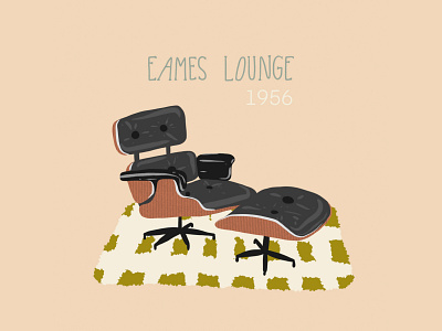Eames Lounge Chair Illustration digital art eames lounge furniture design herman miller illustration interior design mcm furniture mid century modern procreate retro