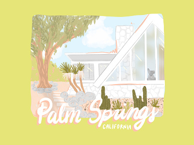 Palm Springs House Postcard california house illustration palm springs palm springs art palm springs illustration postcard design retro illustration travel postcard travel poster