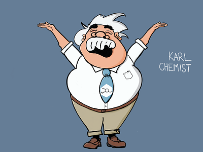 Introducing Karl Chemist app character illustration