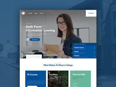 St Mary's College Website blue college education home page pastel school university website