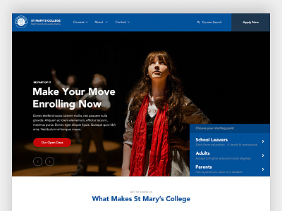 St Mary's College Website Alt Header blue college education home page pastel header school university website
