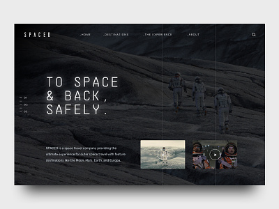 SPACED Challenge concept dark futuristic homepage mockup moon outer space space spacedchallenge travel ui ux