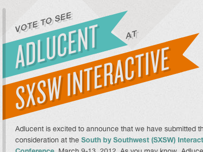 Adlucent SxSW Interactive 2011 Flag blue css knockout orange skew teal