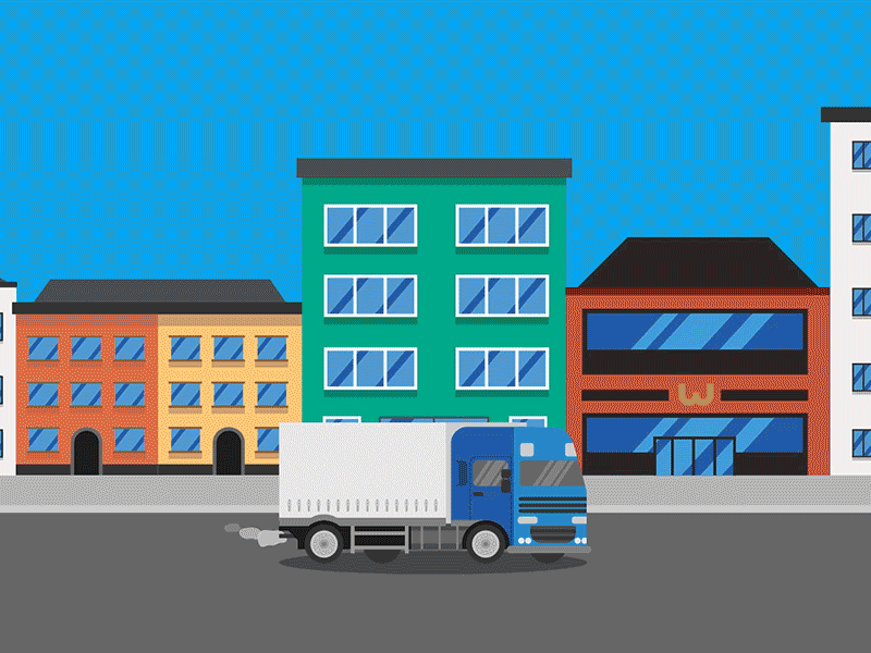 2D Lorry Drive 2d animation animation illustration looped motion graphics video