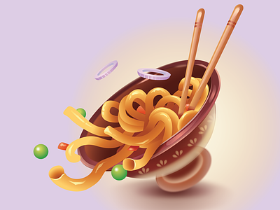 Noodles gradient graphic design illustration noodles realistic vector