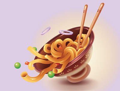 Noodles gradient graphic design illustration noodles realistic vector
