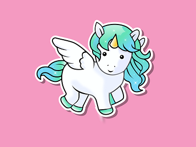 Unicorn gradient illustration sticker design unicorn