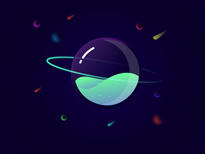 Glass planet galaxy gradient illustration planet vector