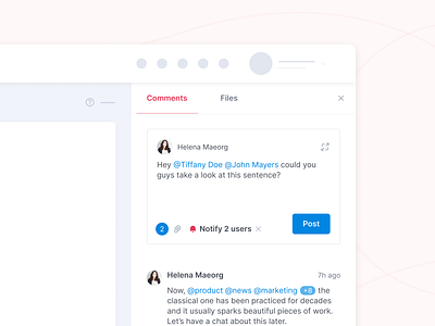 Comment on articles ✨ Tagging users comment comment box commenting comments concept desktop drawer ui