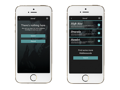 WIP Hiddlespeak Blank State & Saved Sounds app audio app design interface iphone mobile tom hiddleston ui ux wip