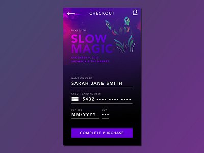 Daily UI 002 - Credit Card Checkout 002 checkout concert daily ui mobile purchase slow magic ui