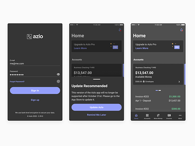 Update Recommended (Dark Mode) copywriting mobile mobile ui