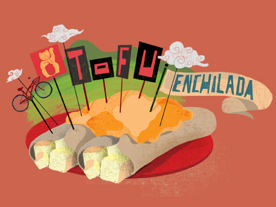 Tofu Enchilada enchiladas food hispanic illustration ilustracion mexican tofu