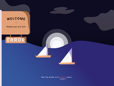 Error404 404 page dribbble flat illustration minimal sail boat sea