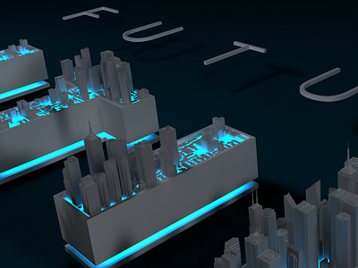 Future Cities blue c4d cities glow gsg typography