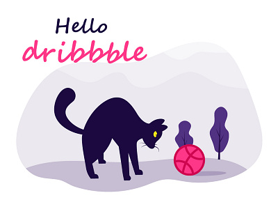 Hello dribble Dribbble ballard cat lady debut debut shot flat ground hello dribbble illustration noise nature