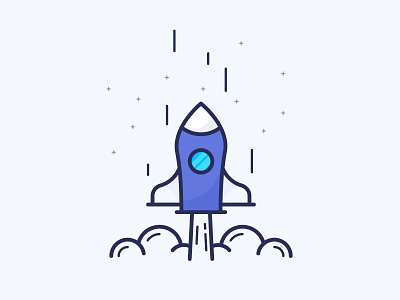 Rocket blue business filled line icon icon launch page rocket shuttle space spaceship startup upsell vector