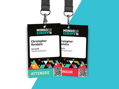 MongoDB Europe 16 Badge badge brand collateral credentials events geometric hexagon id mongodb pattern print triangle