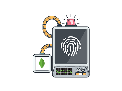 Webinar Illustration database fingerprint illustration machine mongodb scanner security technology thumbprint