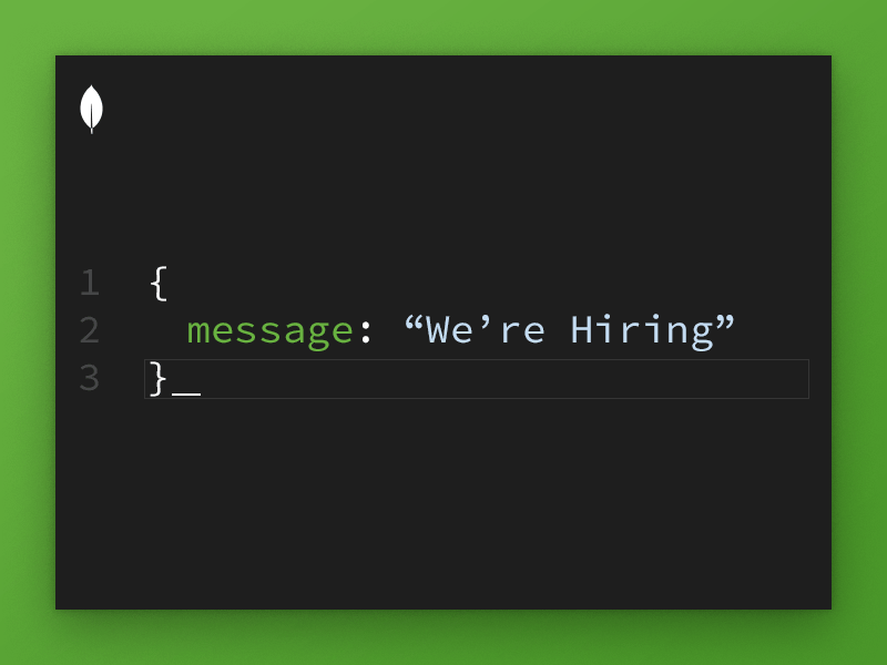 We're Hiring! code database design hiring illustration json mongodb now hiring tech