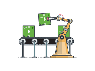 Manufacturing Illustration assembly automate conveyor database illustration manufacturing mongodb robot vector