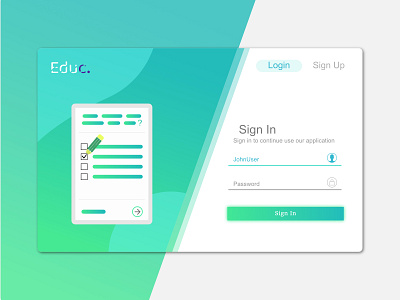 Educ Sign In Page clean design design education app learning app login design login page simple design ui