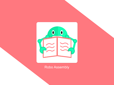 Robo Assembly Book App Icon 005 app icon book challenge dailyui design icon learning app logo mobile app mobile icon robot ui