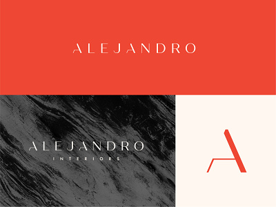 Alejandro Interiors brand brand identity branding design geometric graphic design icon identity interior interior design logo logo design mark red seal set texture type typography typography logo