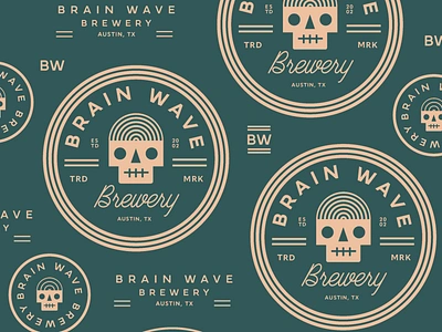 Brain Wave Brewery Logo beer brand brand identity branding brewery design geometric graphic design icon identity label logo logo design mark pattern seal set skull type typography logo