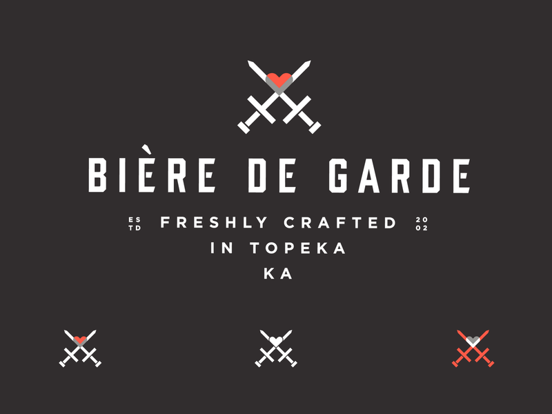 Biere De Garde Logo beer black brand brand identity branding design flat geometric graphic design heart icon identity logo logo design mark red seal sword type typography logo