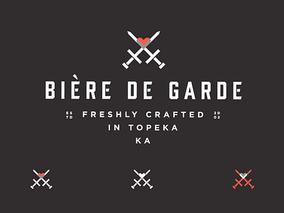 Biere De Garde Logo beer black brand brand identity branding design flat geometric graphic design heart icon identity logo logo design mark red seal sword type typography logo