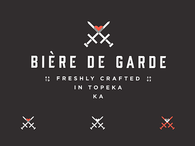 Biere De Garde Logo beer black brand brand identity branding design flat geometric graphic design heart icon identity logo logo design mark red seal sword type typography logo