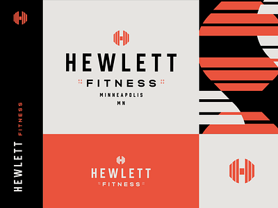 Hewlett Fitness Workout Logo brand brand identity branding design geometric graphic design gym icon identity logo logo design logotype mark red seal set type typography logo weight workout