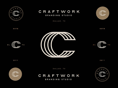 Craftwork Logo black brand brand identity branding c concept design geometric gold graphic design icon identity logo logo design mark seal set type typography logo