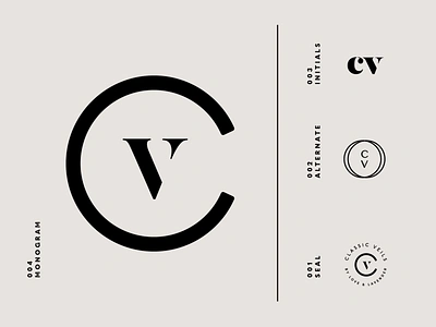 CV Wedding Logo Monogram black black and white brand brand identity branding design graphic design icon identity logo logo design logo designer mark minimal monogram seal set type typography logo wedding