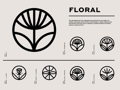 SY Flower Marks brand brand identity branding design floral flower geometric graphic design icon identity logo logo design mark portland seal set type typography logo