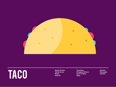 Taco art flat graphic design illustration illustrator minimal taco tacos type typography