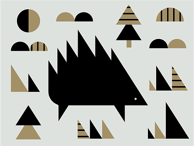 Porcupine animal black geometric gold hedgehog illustration nature pattern porcupine spike triangle