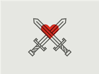 Slay art cross effect heart icon illustration line logo multiply shape slay sword