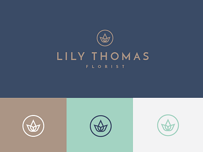 Lily Thomas Logo branding florist flower identity lily line logo mark outline plant seal