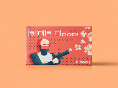 RoboPOP! fi fun illustration package packaging popcorn product robocop robot sci typography vintage