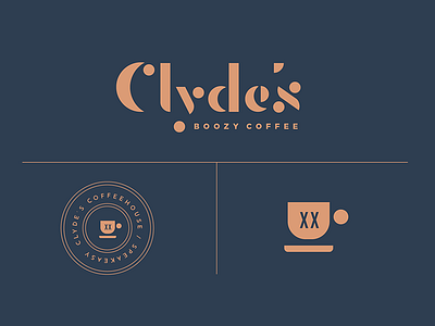 Clyde's Logo Suite branding coffee illustration logo mug speakeasy type vintage x